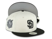 Load image into Gallery viewer, (Corduroy Crown) San Diego Padres New Era MLB 9FIFTY 950 Snapback Cap Hat Cream Crown Black Visor Black Logo 40th Anniversary Side Patch Gray UV