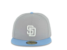 Load image into Gallery viewer, San Diego Padres New Era MLB 59FIFTY 5950 Fitted Cap Hat Gray Crown Sky Blue Visor White Logo Gray UV