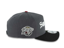 Load image into Gallery viewer, San Diego Padres New Era MLB 59FIFTY 5950 Fitted Cap Hat Dark Gray Crown Black Visor White Script/Text Logo 1998 World Series Side Patch Gray UV