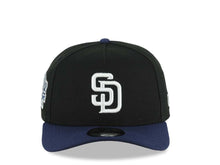 Load image into Gallery viewer, San Diego Padres New Era MLB 9FORTY 940 Adjustable A-Frame Cap Hat Black Crown Navy Blue Visor White Logo Stadium Side Patch Gray UV