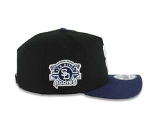Load image into Gallery viewer, San Diego Padres New Era MLB 9FORTY 940 Adjustable A-Frame Cap Hat Black Crown Navy Blue Visor White Logo Stadium Side Patch Gray UV