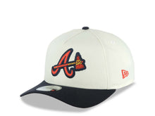Load image into Gallery viewer, Atlanta Braves New Era MLB 9FORTY 940 Adjustable A-Frame Cap Hat Cream Crown Navy Blue Visor Team Color Axe Logo 1992 World Series Side Patch