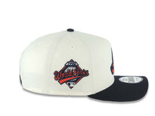 Load image into Gallery viewer, Atlanta Braves New Era MLB 9FORTY 940 Adjustable A-Frame Cap Hat Cream Crown Navy Blue Visor Team Color Axe Logo 1992 World Series Side Patch