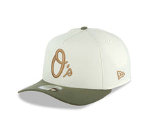Load image into Gallery viewer, Baltimore Orioles New Era MLB 9FORTY 940 Adjustable A-Frame Cap Hat Cream Crown Olive Green Visor Brown Logo 1983 World Series Side Patch Brown UV