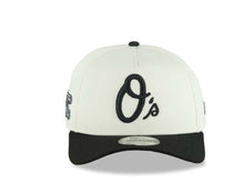 Load image into Gallery viewer, Baltimore Orioles New Era MLB 9FORTY 940 Adjustable A-Frame Cap Hat Cream Crown Black Visor Black Logo 1983 World Series Side Patch Gray UV