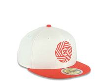 Load image into Gallery viewer, (Youth) San Diego FC New Era MLS 59FIFTY 5950 Kid Fitted Cap Hat Cream Crown Red Visor Red Logo Gray UV