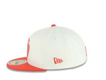 Load image into Gallery viewer, (Youth) San Diego FC New Era MLS 59FIFTY 5950 Kid Fitted Cap Hat Cream Crown Red Visor Red Logo Gray UV