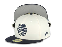 Load image into Gallery viewer, San Diego FC New Era MLS 59FIFTY 5950 Fitted Cap Hat Cream Crown Navy Blue Visor Navy Blue Logo Gray UV