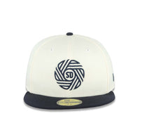 Load image into Gallery viewer, San Diego FC New Era MLS 59FIFTY 5950 Fitted Cap Hat Cream Crown Navy Blue Visor Navy Blue Logo Gray UV