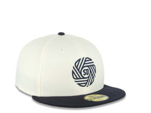 Load image into Gallery viewer, San Diego FC New Era MLS 59FIFTY 5950 Fitted Cap Hat Cream Crown Navy Blue Visor Navy Blue Logo Gray UV