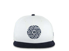 Load image into Gallery viewer, (Corduroy Visor) San Diego FC New Era MLS 59FIFTY 5950 Fitted Cap Hat White Crown Navy Blue Visor Navy Blue Logo Gray UV
