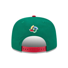 Load image into Gallery viewer, Mexico New Era WBC World Baseball Classic 9FIFTY 950 Snapback A-Frame Cap Hat Green Crown Red Visor Team Color Logo Mexico Flag Side Patch