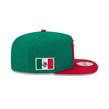 Load image into Gallery viewer, Mexico New Era WBC World Baseball Classic 9FIFTY 950 Snapback A-Frame Cap Hat Green Crown Red Visor Team Color Logo Mexico Flag Side Patch