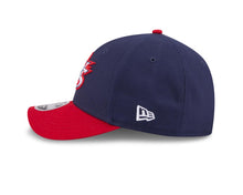 Load image into Gallery viewer, USA New Era 9FORTY 940 Adjustable Cap Hat Navy Blue Crown Red Visor Team Color Logo USA Flag Side Patch