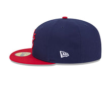 Load image into Gallery viewer, USA New Era WBC World Baseball Classic 59FIFTY 5950 Fitted Cap Hat Navy Blue Crown Red Visor Team Color Logo USA Flag Side Patch
