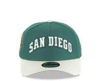 Load image into Gallery viewer, San Diego Padres New Era MLB 9FORTY 940 Adjustable A-Frame Cap Hat Green Crown Cream Visor White/Green Text Logo Stadium Side Patch Gray UV