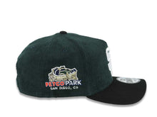 Load image into Gallery viewer, (Corduroy Crown) San Diego Padres New Era MLB 9FORTY 940 Adjustable A-Frame Cap Hat Dark Green Crown Black Visor White Logo Petcopark Stadium Side Patch