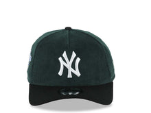Load image into Gallery viewer, (Corduroy Crown) New York Yankees New Era MLB 9FORTY 940 Adjustable A-Frame Cap Hat Dark Green Crown Black Visor White Logo 1998 World Series Side Patch