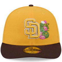 Load image into Gallery viewer, San Diego Padres New Era MLB 59FIFTY 5950 Fitted Cap Hat Yellow Crown Dark Brown Visor Yellow Logo With Side Patch (2026 Spring Training)