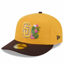 Load image into Gallery viewer, San Diego Padres New Era MLB 59FIFTY 5950 Fitted Cap Hat Yellow Crown Dark Brown Visor Yellow Logo With Side Patch (2026 Spring Training)