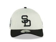 Load image into Gallery viewer, San Diego Padres New Era MLB 9FORTY 940 Adjustable A-Frame Cap Hat Cream Crown Black Visor Black Logo 10 Years Petco Park Side Patch