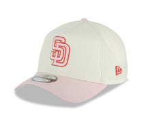 Load image into Gallery viewer, San Diego Padres New Era MLB 9FORTY 940 Adjustable A-Frame Cap Hat Cream Crown Pink Visor Pink /Red Logo 1998 World Series Side Patch