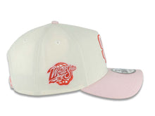Load image into Gallery viewer, San Diego Padres New Era MLB 9FORTY 940 Adjustable A-Frame Cap Hat Cream Crown Pink Visor Pink /Red Logo 1998 World Series Side Patch