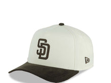 Load image into Gallery viewer, (Corduroy Visor) San Diego Padres New Era 9FORTY 940 Adjustable A-Frame Cap Hat Cream Crown Brown Visor Brown Logo 25th Anniversary Side Patch