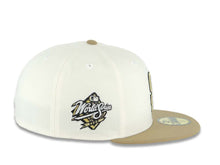 Load image into Gallery viewer, San Diego Padres New Era MLB 59FIFTY 5950 Fitted Cap Hat Cream Crown Khaki Visor Metallic Gold/Black Logo 1998 World Series Side Patch