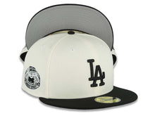 Load image into Gallery viewer, Los Angeles Dodgers New Era MLB 59FIFTY 5950 Fitted Cap Hat Cream Crown Black Visor Black Logo 1963 World Series Side Patch