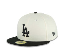 Load image into Gallery viewer, Los Angeles Dodgers New Era MLB 59FIFTY 5950 Fitted Cap Hat Cream Crown Black Visor Black Logo 1963 World Series Side Patch