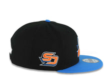 Load image into Gallery viewer, San Diego Gulls New Era AHL 9FIFTY 950 Snapback Cap Hat Black Crown Blue Visor Default Team Logo SD Side Patch Gray UV