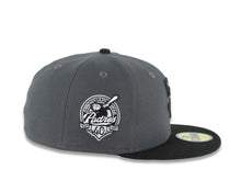 Load image into Gallery viewer, San Diego Padres New Era MLB 59FIFTY 5950 Fitted Cap Hat Dark Gray Crown Black Visor Black Logo With Rose 40th Anniversary Side Patch
