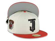 Load image into Gallery viewer, Tijuana Toros New Era LMB 59FIFTY 5950 Fitted Cap Hat Cream Crown Red Visor Black Logo 2021 Champeon Del Norte Side Patch