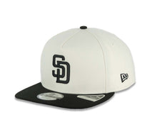 Load image into Gallery viewer, San Diego Padres New Era MLB 9FIFTY 950 A-Frame Snapback Cap Hat Cream Crown Black Visor Black Logo 25th Anniversary Side Patch