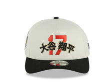 Load image into Gallery viewer, Los Angeles Dodgers New Era MLB 59FIFTY 5950 Fitted Cap Hat Cream Crown Black Visor Red/Metallic Gold/Black 17 Japan Text Logo 2025 World Series Champions Patch