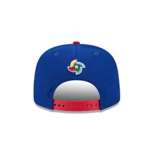 Load image into Gallery viewer, Puerto Rico New Era WBC World Baseball Classic 9FIFTY 950 Snapback A-Frame Cap Hat Royal Blue Crown Red Visor Team Color Logo Puerto Rico Flag Side Patch