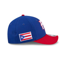 Load image into Gallery viewer, Puerto Rico New Era WBC World Baseball Classic 9FORTY 940 Adjustable Cap Hat Royal Blue Crown Red Visor Team Color Logo Puerto Rico Flag Side Patch