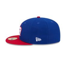 Load image into Gallery viewer, Puerto Rico New Era WBC World Baseball Classic 59FIFTY 5950 Fitted Cap Hat Royal Blue Crown Red Visor Team Color Logo Puerto Rico Flag Side Patch