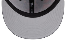 Load image into Gallery viewer, San Diego Padres New Era MLB 59FIFTY 5950 Fitted Cap Hat Leaves Crown Black Visor Black/Orange Logo 50th Anniversary Side Patch