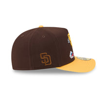 Load image into Gallery viewer, San Diego Padres New Era MLB 9FORTY 940 Adjustable A-Frame Cap Hat Brown Crown Yellow Visor Yellow Logo With Surfing Cartoon