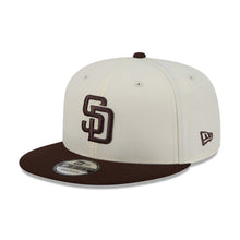 Load image into Gallery viewer, San Diego Padres New Era MLB 9FIFTY 950 Snapback Cap Hat Cream Crown Brown Visor Brown Logo Localized Map Side Patch