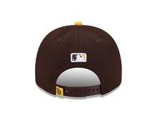 Load image into Gallery viewer, San Diego Padres New Era MLB 9FORTY 940 A-Frame Snapback Cap Hat Brown Crown Yellow Visor Yellow Logo With Surfing Cartoon