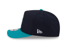 Load image into Gallery viewer, Seattle Mariners New Era MLB 9FORTY 940 A-Frame Snapback Cap Hat Navy Blue Crown Teal Visor Team Color Logo With Raining Cartoon