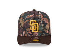 Load image into Gallery viewer, San Diego Padres New Era MLB9FORTY 940 A-Frame Snapback Cap Hat Leaves Camo Crown Brown Visor Yellow Logo 50th Anniversary Side Patch