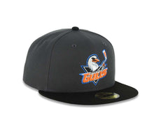 Load image into Gallery viewer, San Diego Gulls New Era AHL 59FIFTY 5950 Fitted Cap Hat Dark Gray Crown Black Visor Default Team Logo SD Back Logo Gray UV