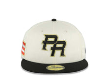 Load image into Gallery viewer, Puerto Rico New Era 59FIFTY 5950 Fitted Cap Hat Chrome White Crown Black Visor Black/Metallic Gold Logo WBC Back Logo Puerto Rico Flag Side Patch