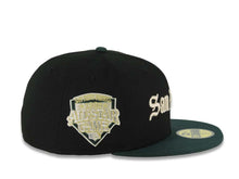 Load image into Gallery viewer, San Diego Padres New Era MLB 59FIFTY 5950 Fitted Cap Hat Black Crown Dark Green Visor Cream San Diego Script Logo 1992 All-Star Game Side Patch