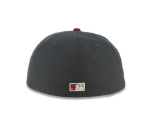 Load image into Gallery viewer, San Diego Padres New Era MLB 59FIFTY 5950 Fitted Cap Hat Dark Gray Crown Black Visor White Logo 40th Anniversary Side Patch Gray UV