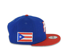 Load image into Gallery viewer, (Youth)Puerto Rico New Era 9FIFTY 950 Kid Snapback Cap Hat Ligh Royal Blue Crown Red Visor Red/White Logo Puerto Rico Flag Side Patch Gray UV